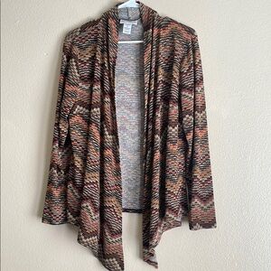 NorthStyle Brown and Orange ZigZag Multicolored Cardigan‎ Size Small